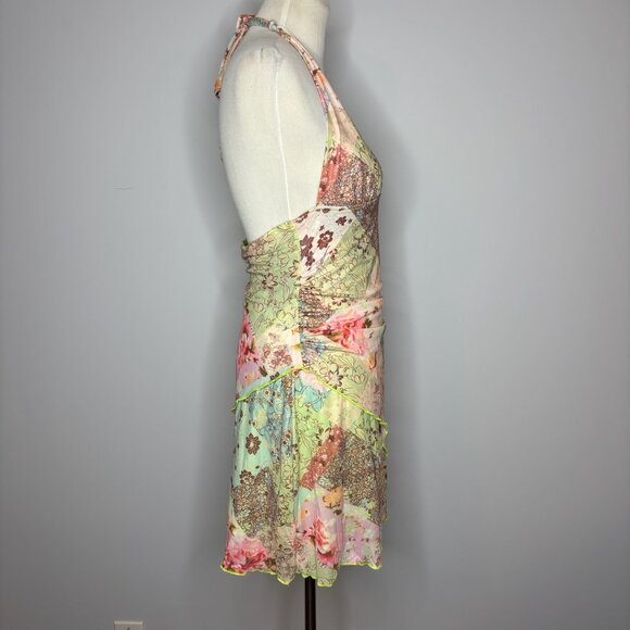 Shein - Backless Halter Neck Asymmetrical Hemline Sleeveless Print Dress - Picture 2 of 4